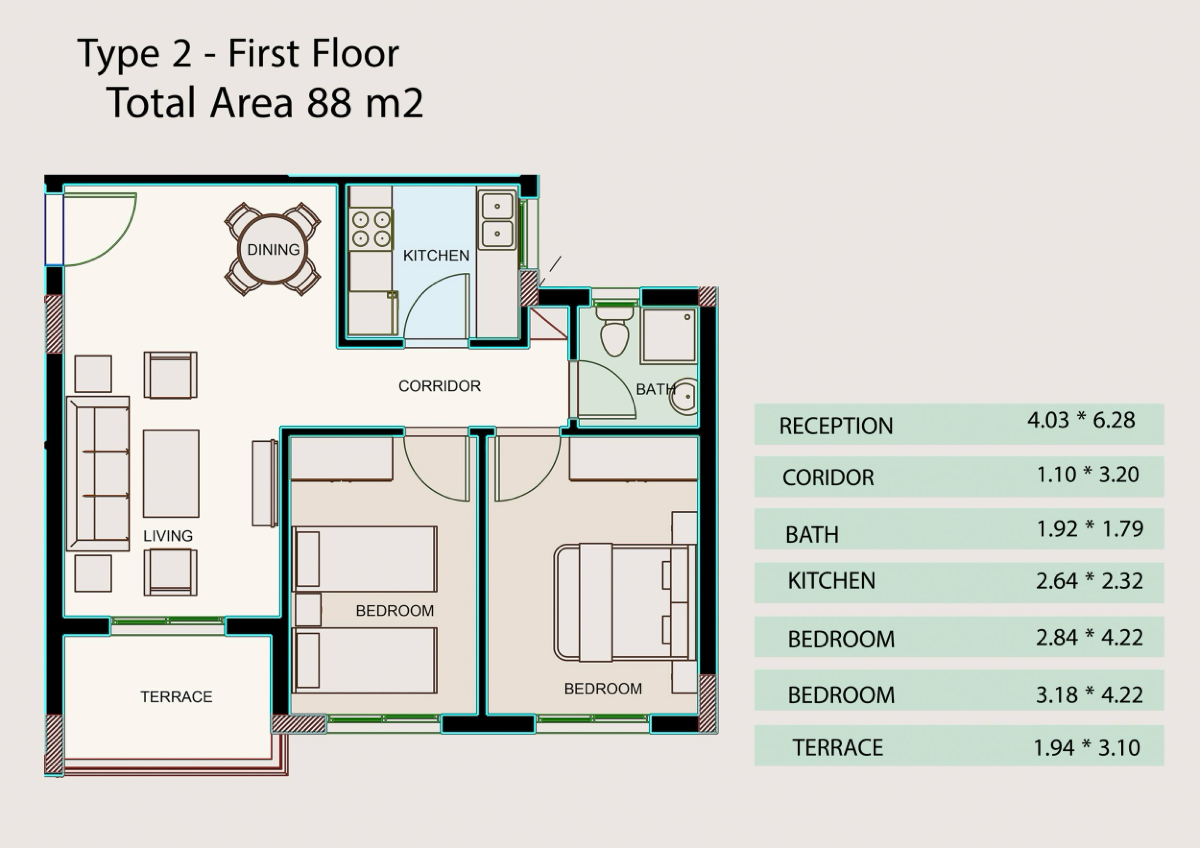 First Floor 88m²