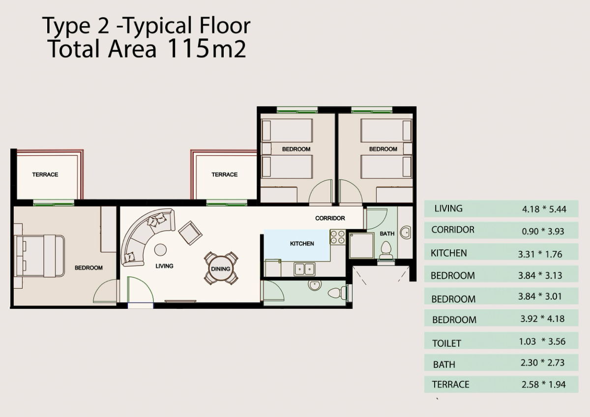 Typical Floor 115m²